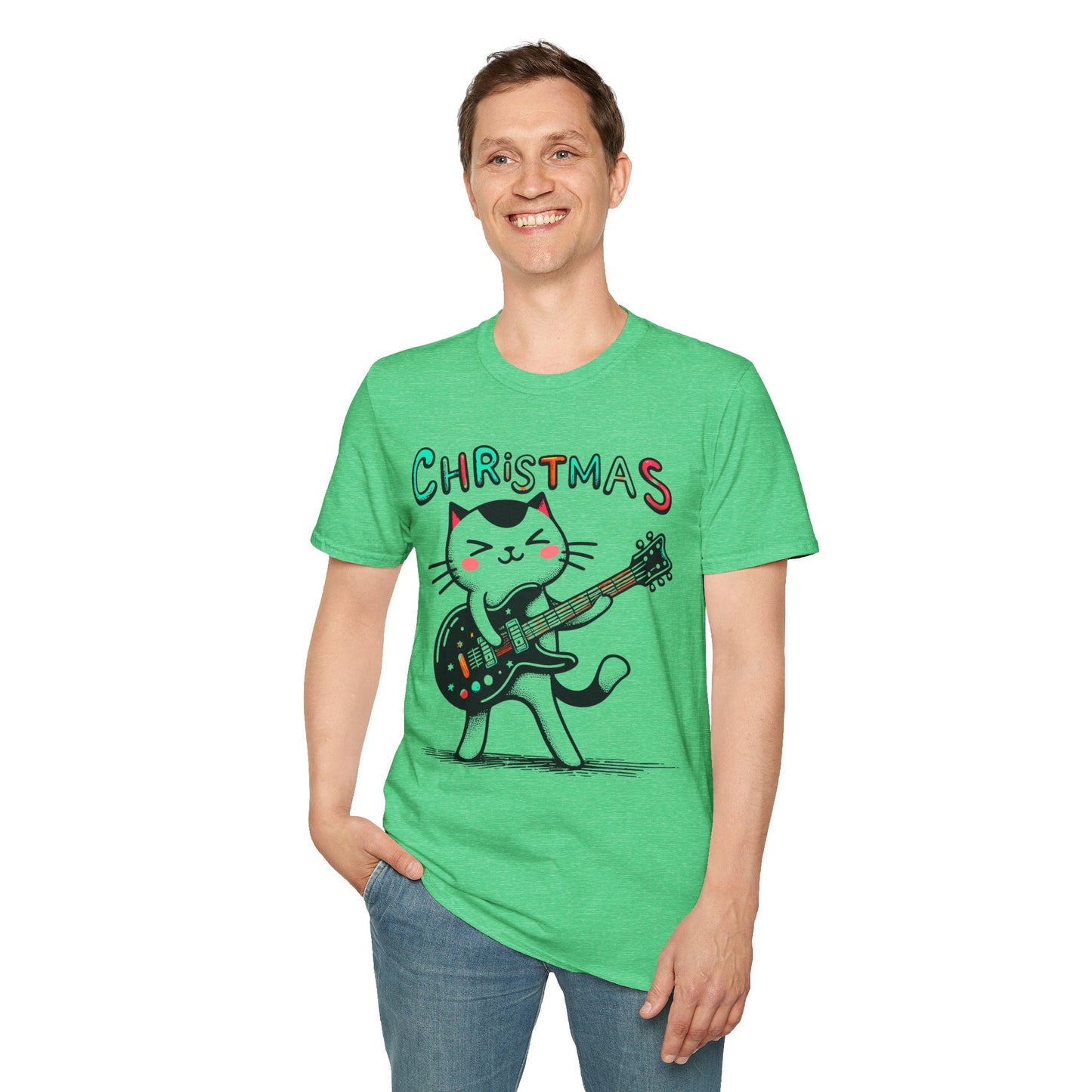 Rockin' Christmas Cat Guitar Groove Unisex Tee