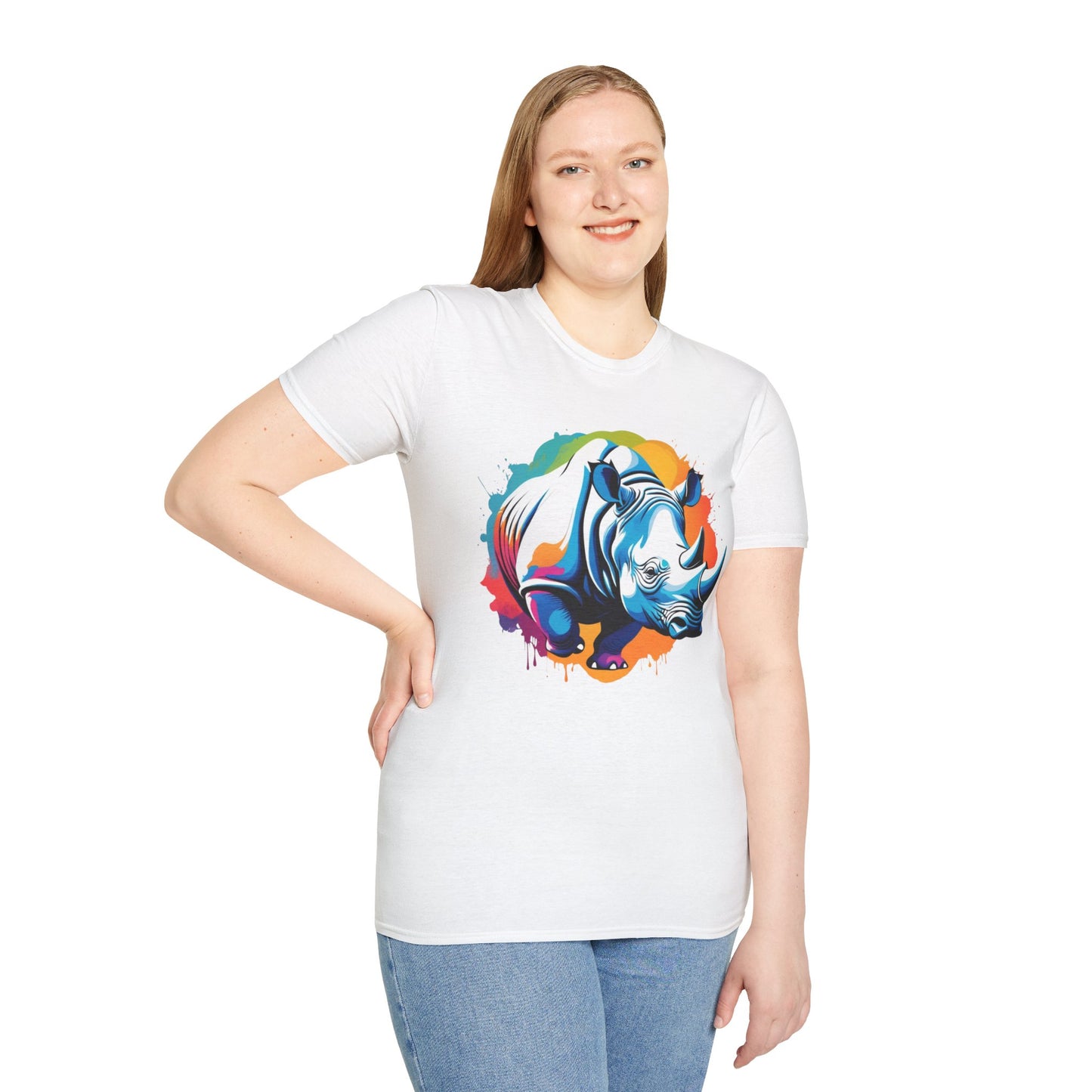 Multicolored Rhino Graphic Unisex  T-Shirt