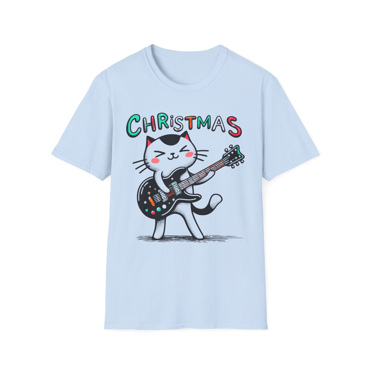 Christmas Cat Guitar T-Shirt
