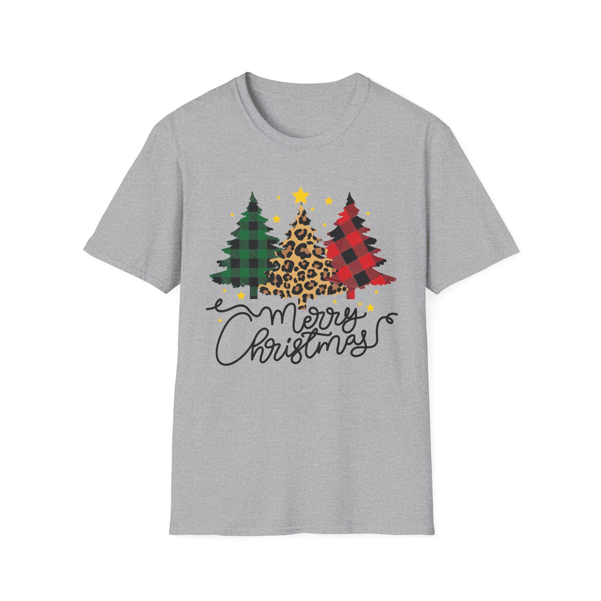 Christmas Buffalo Plaid & Leopard Tree T-Shirt — Merry Christmas Graphic Tee