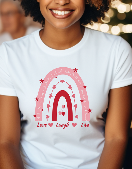 Love Laugh Live Rainbow Graphic Tee