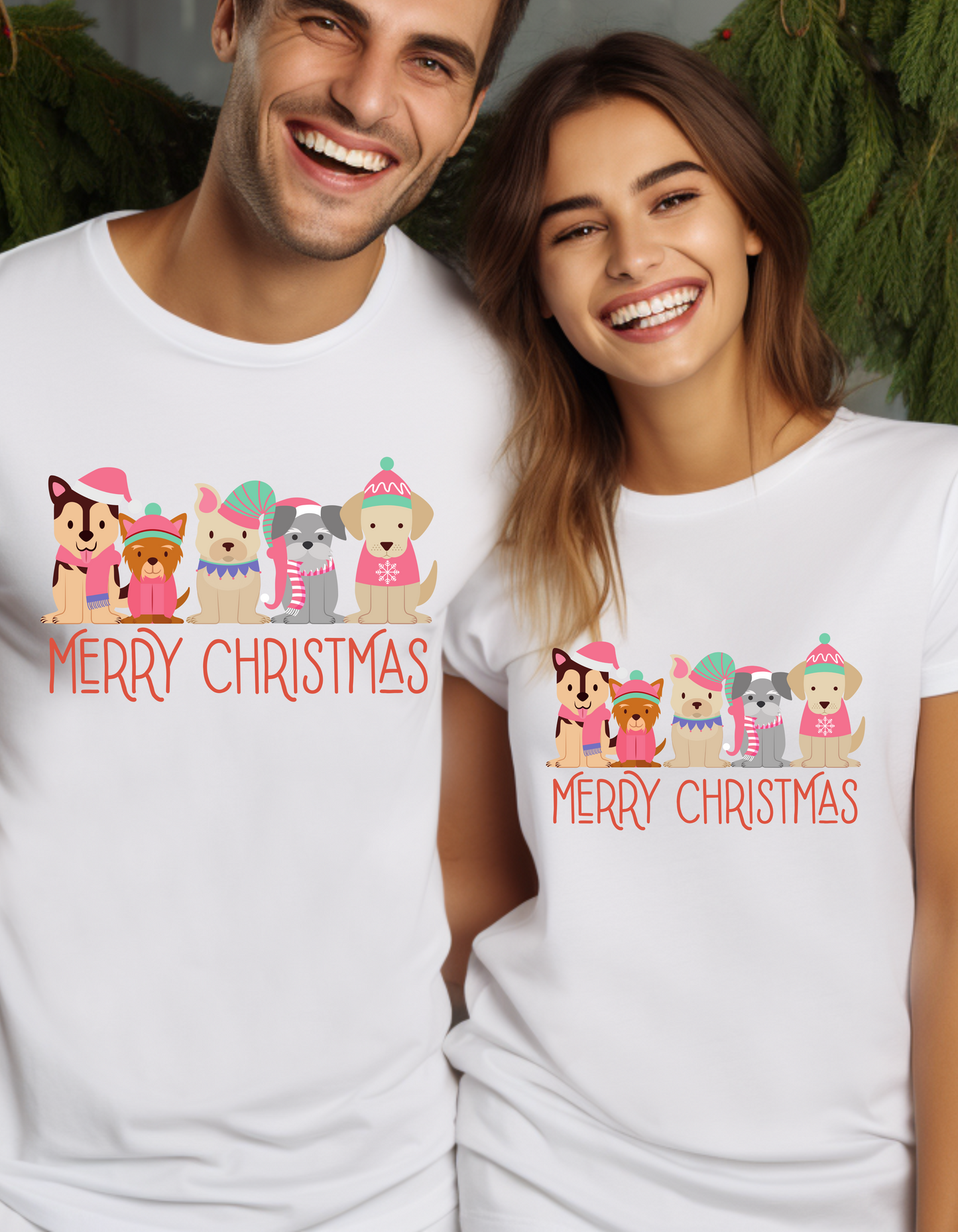 Cute Dogs Merry Christmas  Unisex T-Shirt