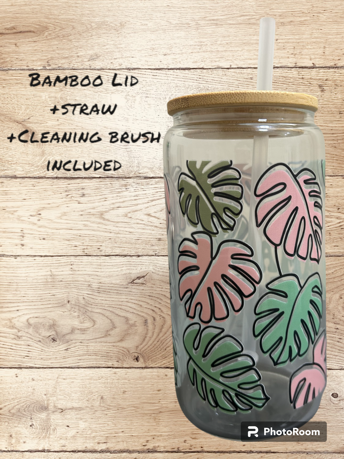 Wifey Mama Boss Palm Leaves Iced Coffee Cup, 16oz Libbey Glass Can