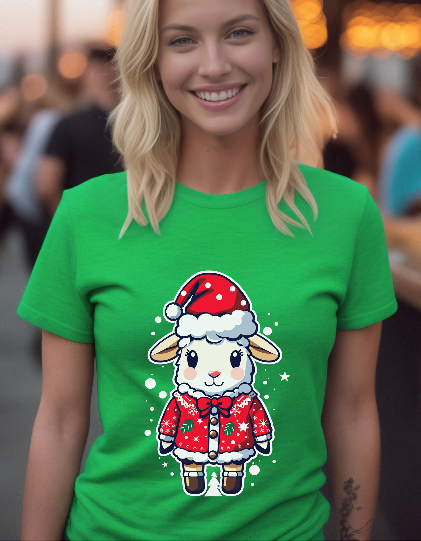 Merry & Bright: Cute Lamb in Holiday Style Tee