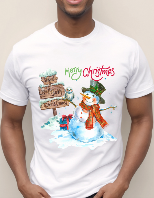 Frosty Fun Merry Christmas Snowman Unisex Tee